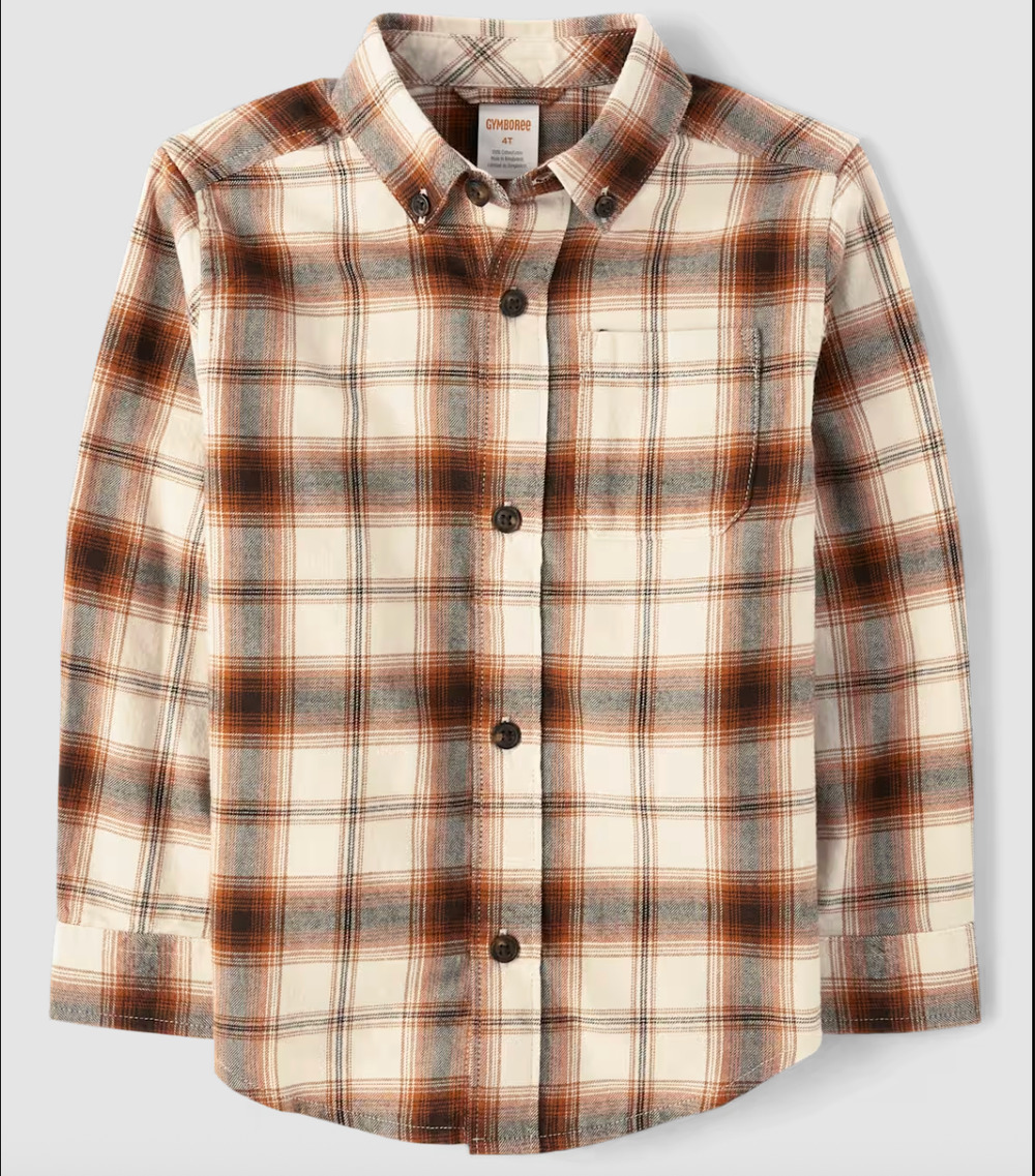 Gymboree 100% Cotton Autumn Adventures Plaid Flannel Button Down Top Sz 18-24 mo